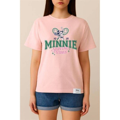 Women's Minnie Serving Vibes Short Sleeve Graphic Shirt - Light Pink
