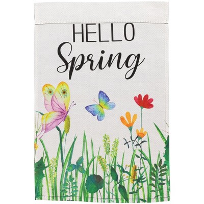 Northlight Butterflies and Flowers "Hello Spring" Outdoor Garden Flag 18" x 12.5"