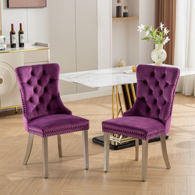 Nikki Collection Modern, High-end Tufted Solid Wood Contemporary Velvet Upholstered Dining Chair with Chrome Stainless,Set of 2
