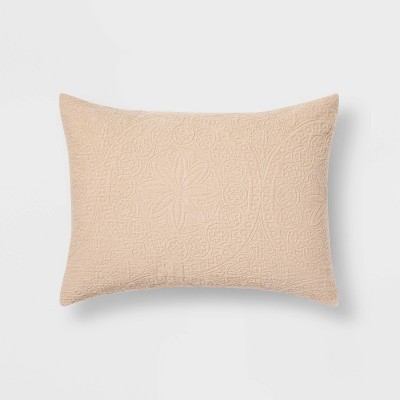 Matelassé Medallion Coverlet Sham Beige - Threshold™