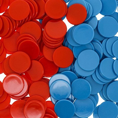Infinite Curiosity 250 Plastic Two Color Counters, Kids Math Manipulatives Counting Chips For Educational Games, Red and Blue, 1 Inch