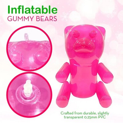 4E's Novelty Inflatable Gummy Bears 2 Pack, 24 Inch Giant Candyland Party Decorations, Birthday Party Supplies, Pool Floaties Toys, Two Sweet Theme