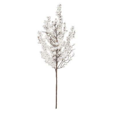 Transpac Foam 24 Inch White Christmas Winter Berry Pick Artificial Stems for Holiday Decor and Arrangements