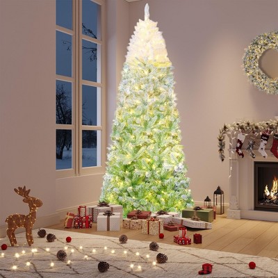 4.5/6/7.5/9 FT Artificial Christmas Tree, Christmas Tree with Decoration, Metal Base Easy Assembly for Home, Office, Party, Holiday Decor