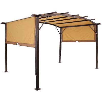 Sunnydaze 9' x 12' Metal Arched Pergola with Retractable Canopy