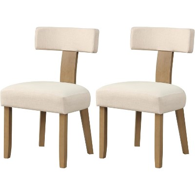 ADILE Upholstered Dining Chairs Set of 2, Mid Century Modern Kitchen Chairs w/Curved Backrest & Rubber Wood Legs