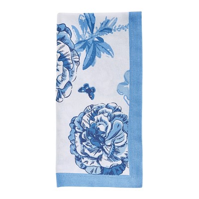 Patricia Heaton Home Blue Florals And Flitters Printed Napkin Set of 4