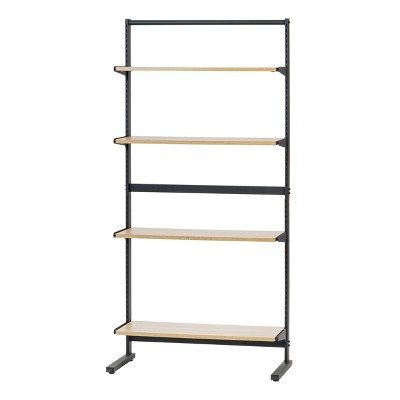 IRIS 5 Shelf Organization Rack with Storage Adjustable Shelves: Freestanding Metal Garment Rack, Closet Organizer, Black