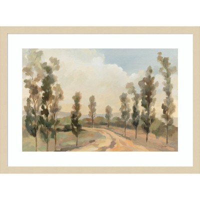 Amanti Art Poplar Trees by The Road by Silvia Vassileva Wood Framed Wall Art Print