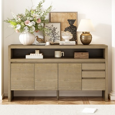 MDF Storage Cabinet,Accent Cabinet with 3 Drawers and Open Shelf,Multi-Functional Storage Sideboard for Entryway or Living Room-Cuddlewood