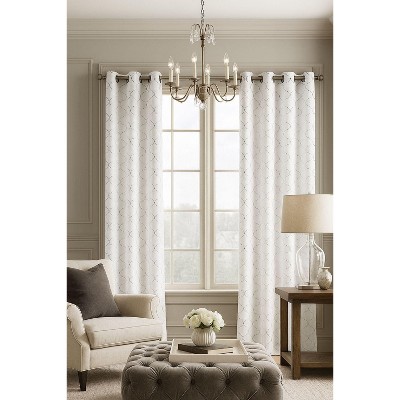 Kate Aurora 2 Pack Metallic Lattice Clover Ultra Luxurious Window Curtains