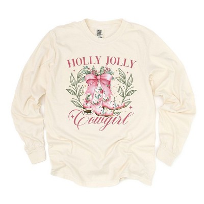 Simply Sage Market Women's Holly Jolly Cowgirl Coquette Long Sleeve Garment Dyed Tee