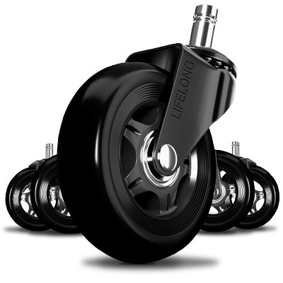 Lifelong Office Chair Caster Wheels for Hardwood Floors and Carpet, Heavy Duty, Universal Fit