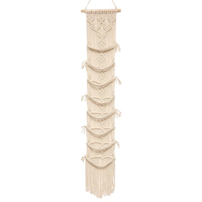 Aoibox Boho Macrame Wall Hat Organizer - Over Door Cap Holder for Baseball Caps, Stylish Hanging Hat Rack for Bedroom Decor