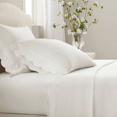 Armoire Collection Scalloped Sheets Sets White