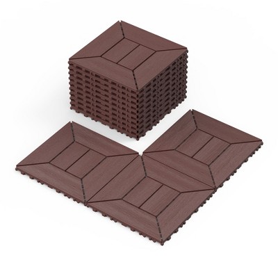 Hrinhom 44 pieces New 12 inch balcony deck tiles, DIY interlocking deck floor tiles
