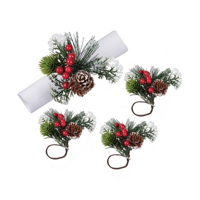 C&F Home Frosted Pine Cone Napkin Rings Set of 4