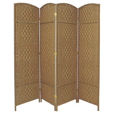6 ft. Tall Diamond Weave Fiber Room Divider 4 Panels - Oriental Furniture