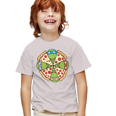 Teenage Mutant Ninja Turtles Pizza Pie Kids T Shirt For Youth  Silver