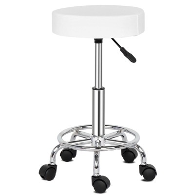 Black PU Leather Hydraulic Salon Stool, Height Adjustable Rolling Stool for Spa Massage Office Task Chair