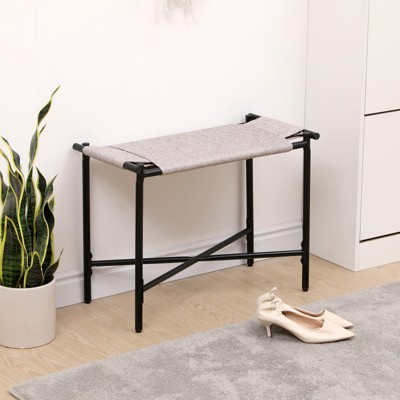 DSVIMOY Rectangle Ottoman, Vanity Stools for Entryway, Footstool for Living Room, Gray, 23.62"*11.42"*17.32"