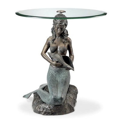 SPI Home Mermaid End Table – 24" Tall Metal Ocean-Themed Side Table, Elegant Nautical Indoor or Outdoor Accent