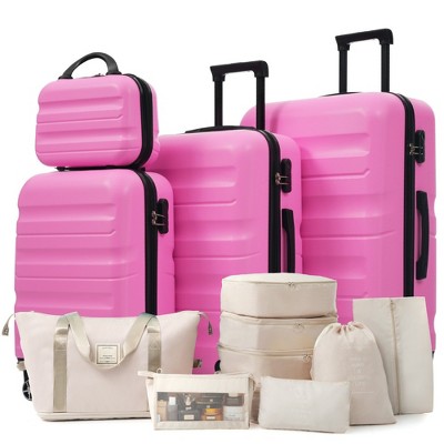 Whisen 13-Piece Luggage Set, 12"/20"/24"/28" ABS Hardshell Suitcases, Duffel Bag and 8 Packing Cubes