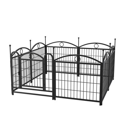 SEVOBAL Pet Crates and Houses 8 Panel Metal Dog Playpen with Doors for Indoor Outdoor Yard Living Room, Black, 48.4"*48.4"*24.2"