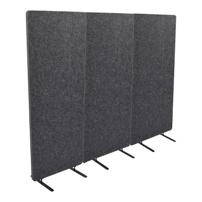 Stand Up Desk Store ReFocus Raw Freestanding Acoustic Desk Divider Privacy Panel to Reduce Noise and Visual Distractions (Castle Gray, 23.6" x 62" )