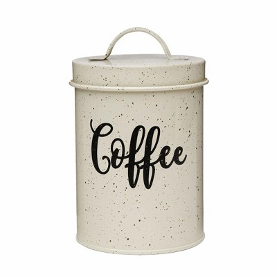 Amici Home Maddox Collection Cream & Gold Speckled Metal Canister Push Top Lid, Painted Script Decal, 44 Ounce Capacity