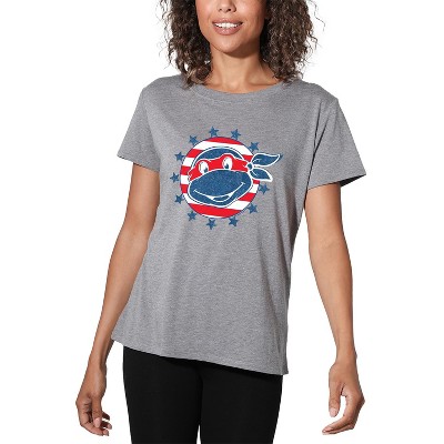 Women's Teenage Mutant Ninja Turtles 4th Of July Headshot Loose T-Shirt