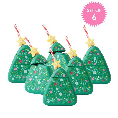 Christmas Tree 6-Piece Set 14 Oz Novelty Sippers