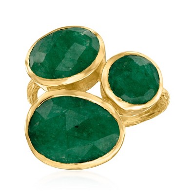 Ross-Simons 12.90 ct. t.w. Emerald Ring in 18kt Gold Over Sterling