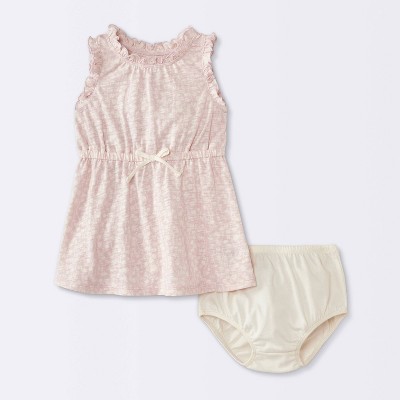 Baby Girls' Floral Printed Dress - Cloud Island™ Cream