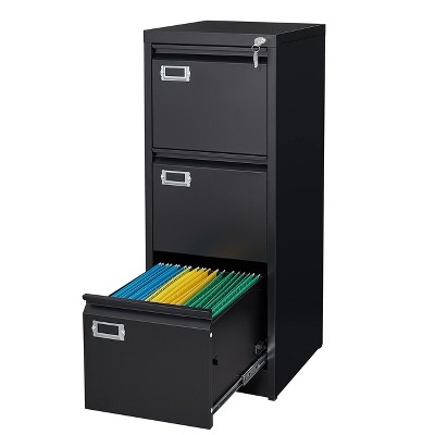 Mlezan Drawer File Cabinet: Metal, Lockable, Narrow Design for Under-Desk Storage. Fits A4/F4/Letter/Legal Files, BLack Finish, Assembly Required.