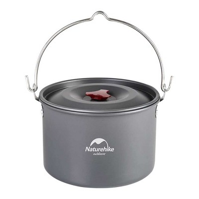 Naturehike Camping Soup Pot Cookware with Lid Large Outdoor Portable Hanging Pot Cooking Set for 1-6 People
