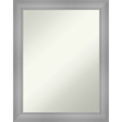22" x 28" Non-Beveled Flair Bathroom Wall Mirror Polished Nickel - Amanti Art: Modern Rectangular Vanity, Wall Mounted