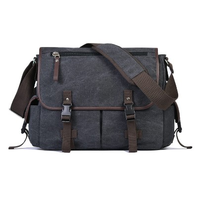 Vintage Canvas 15 inch Laptop Messenger Bag College Computer Satchel Shoulder Bag Travel Office Briefcases