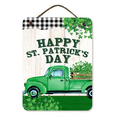 Courtside Market St. Patrick's Day Green Truck 12x16 Hanging Artboard with Twine