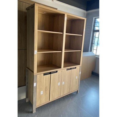 71" Farmhouse Bookcase, Vintage Bookshelf with Storage Cabinet & Adjustable Shelf,Rustic Bookcase for Living Room Office Library