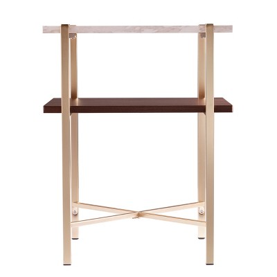 Ardmillan Square Faux Marble End Table with Storage - Brass - SEI