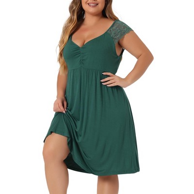 Women's Plus Size Lace Cap Sleeve Cool Peplum Flowy Comfort Nightgowns - Agnes Orinda