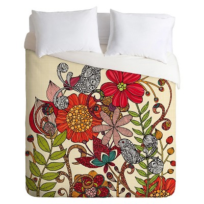 Valentina Ramos Spring Garden Duvet Queen Red - Deny Designs: Microfiber, Reversible, Hidden Zipper