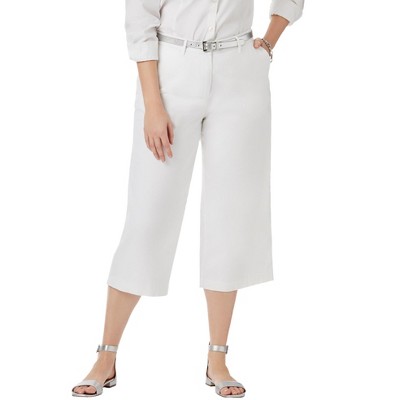 Jessica London Stretch Cotton Chino Wide-Leg Crop