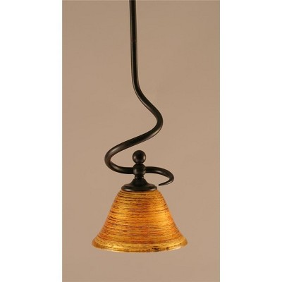 Toltec Lighting Capri 1 - Light Pendant in  Dark Granite with 7" Firré Saturn Shade