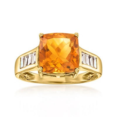 Ross-Simons 3.90 Carat Citrine Ring With .40 ct. t.w. Lab-Grown Diamonds in 18kt Gold Over Sterling