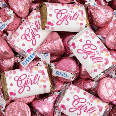 124 Pcs It's a Girl Baby Shower Candy Party Favors Miniatures & Pink Kisses (1.52 lbs, Approx. 124 Pcs)