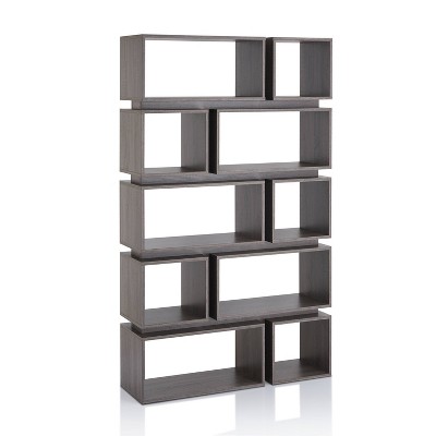 Willett 65.25" Contemporary Decorative Display Cabinet Distressed Gray - HOMES: Inside + Out: Modern Maze-Style Shelving, Open Back