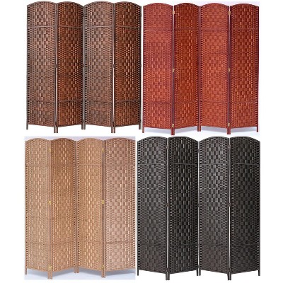 Room Divider Diamond Weave Bamboo Fiber Privacy Partition Screen