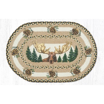 Earth Rugs Bull Moose Oval Stair Tread – 20"x30" Hand-Stenciled Rustic Jute Accent for Cabin and Lodge Decor
